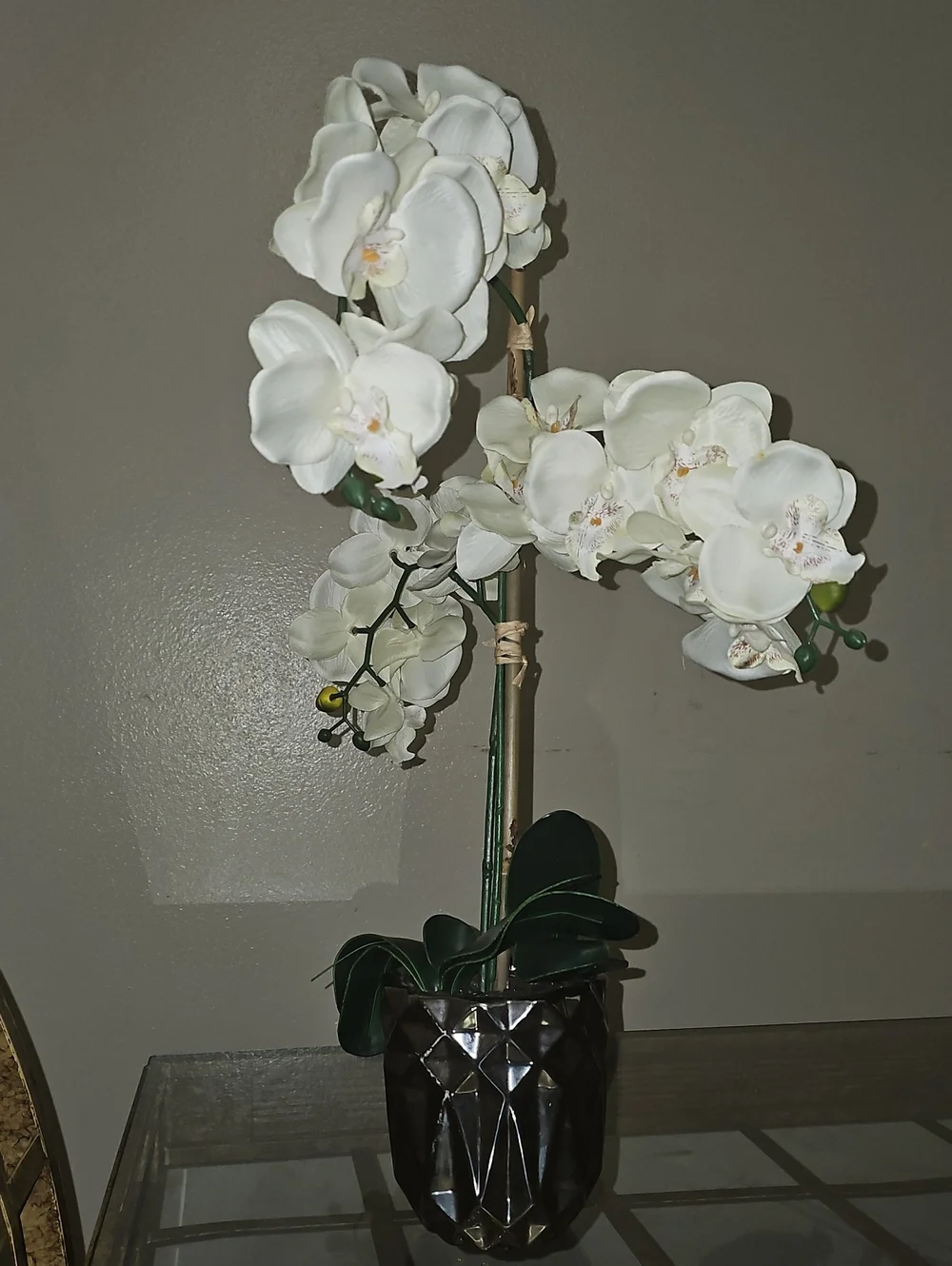 White Orchid Artificial Plant in Decorative Vase - Brand Unspecified